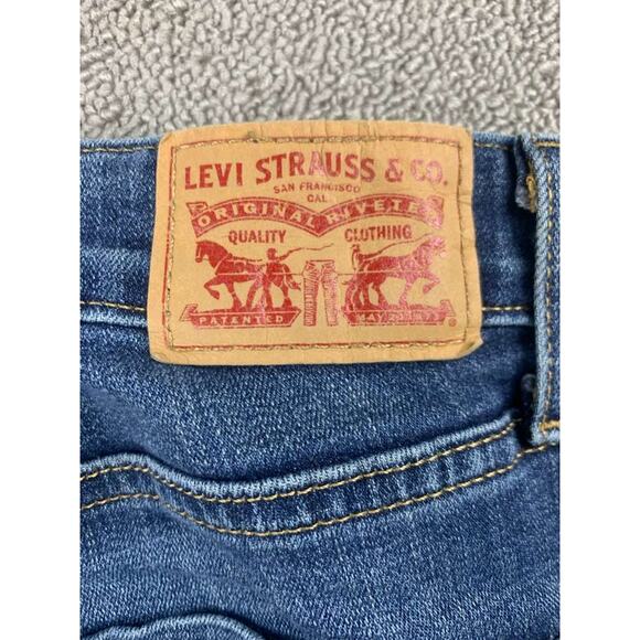 Levis 721 High Rise Skinny Jeans Women 28 Blue Washed Zip Five Pocket Logo Patch - Picture 4 of 9